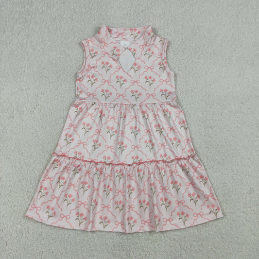 GSD3678 Flower Bows Pink Sleeveless Dresses for Girls 202603 RTS