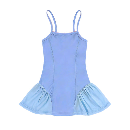 MOQ 5 PCS preorder GSD3693 Light Blue Patchwork Sleeveless Dresses for Girls 202601