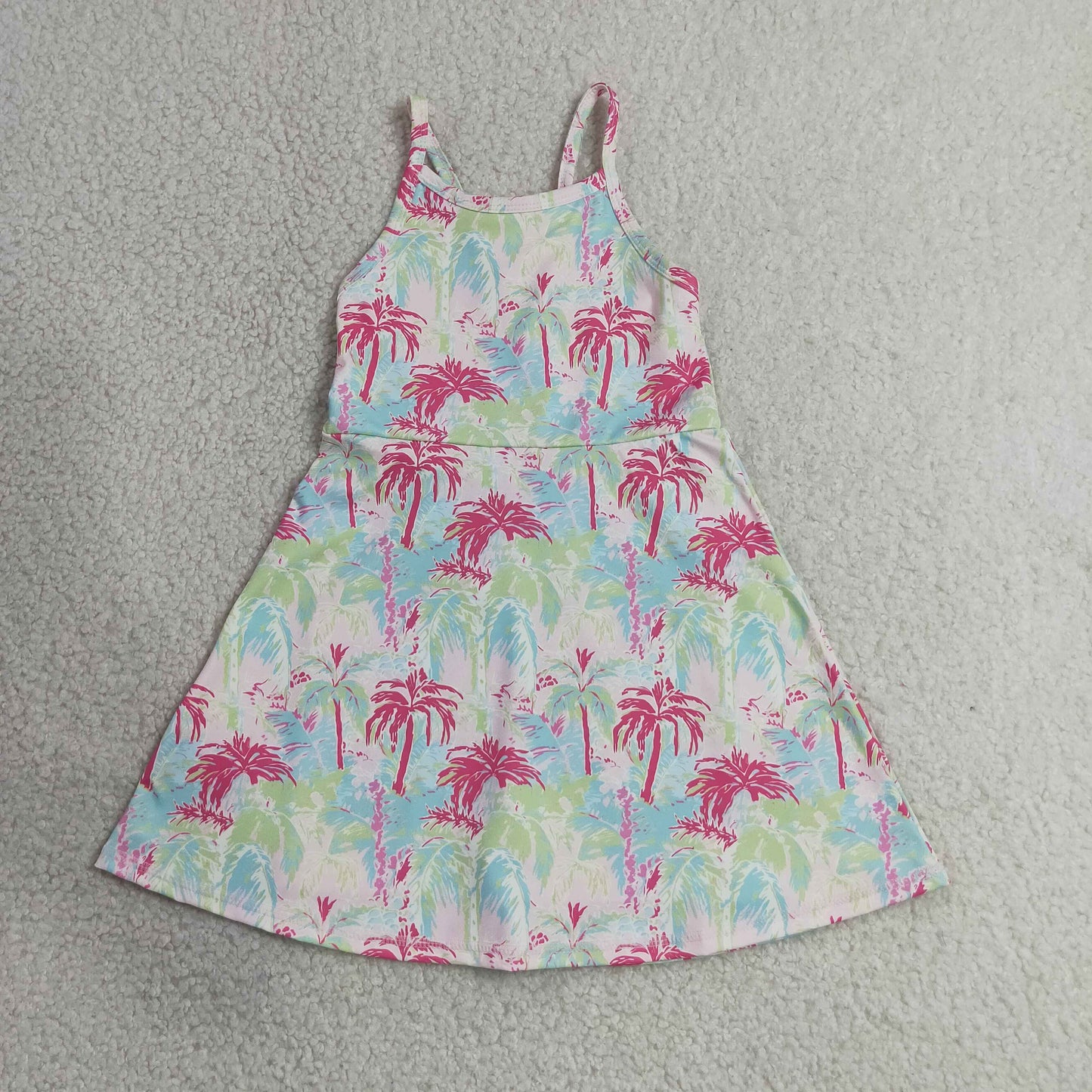GSD3708 Palm Tree Halter Yoga Dresses for Girls 202607 RTS
