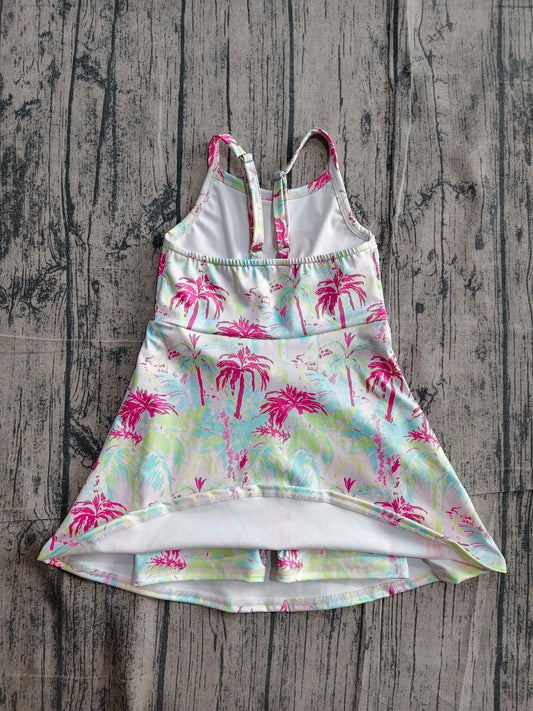 NO MOQ preorder GSD3708 Palm Tree Halter Yoga Dresses for Girls 202605