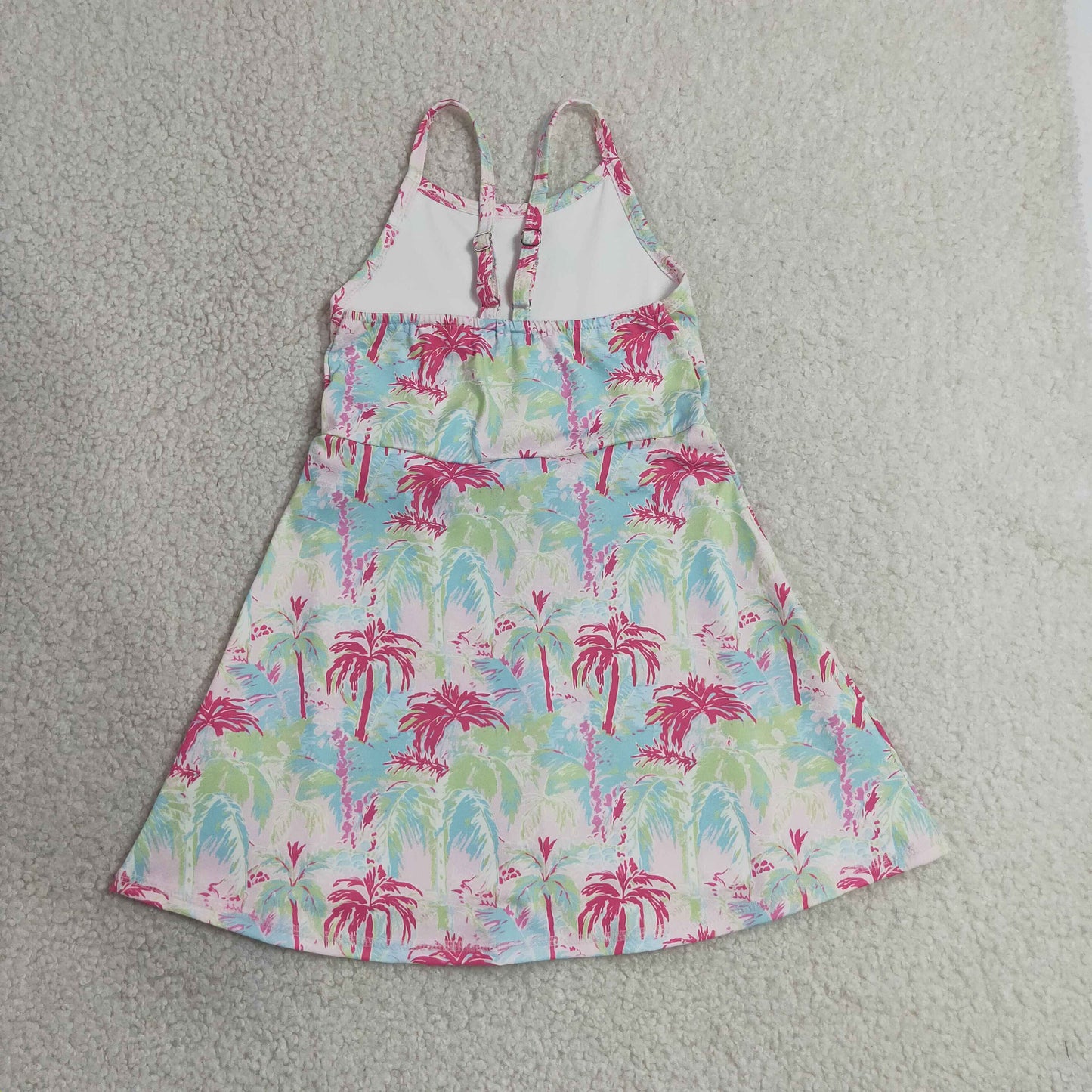 GSD3708 Palm Tree Halter Yoga Dresses for Girls 202607 RTS