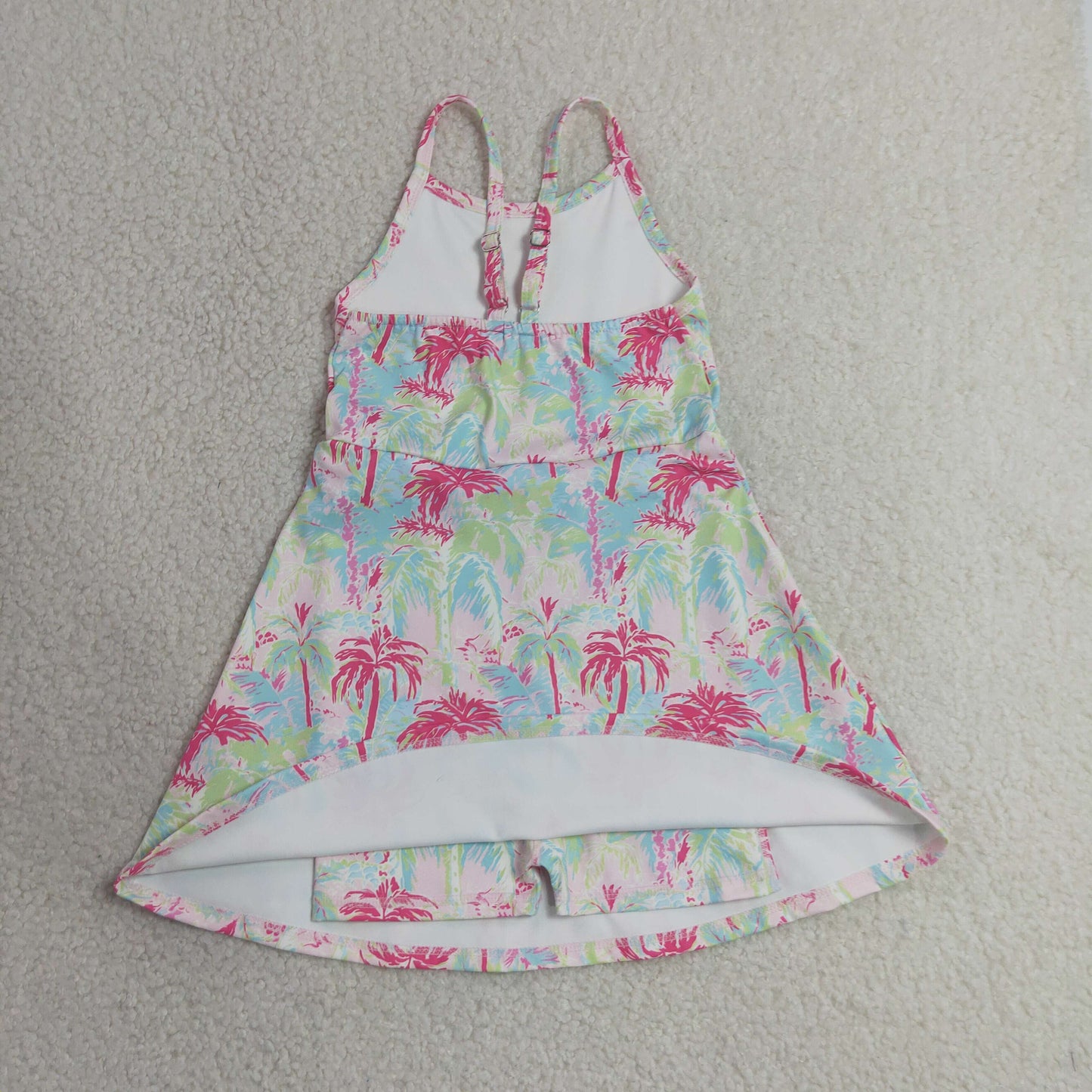 GSD3708 Palm Tree Halter Yoga Dresses for Girls 202607 RTS