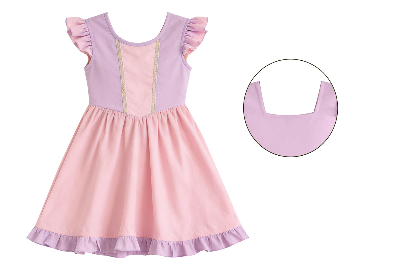MOQ 5 PCS preorder GSD3711 Pink Purple Flying Sleeve Dresses for Girls 202601