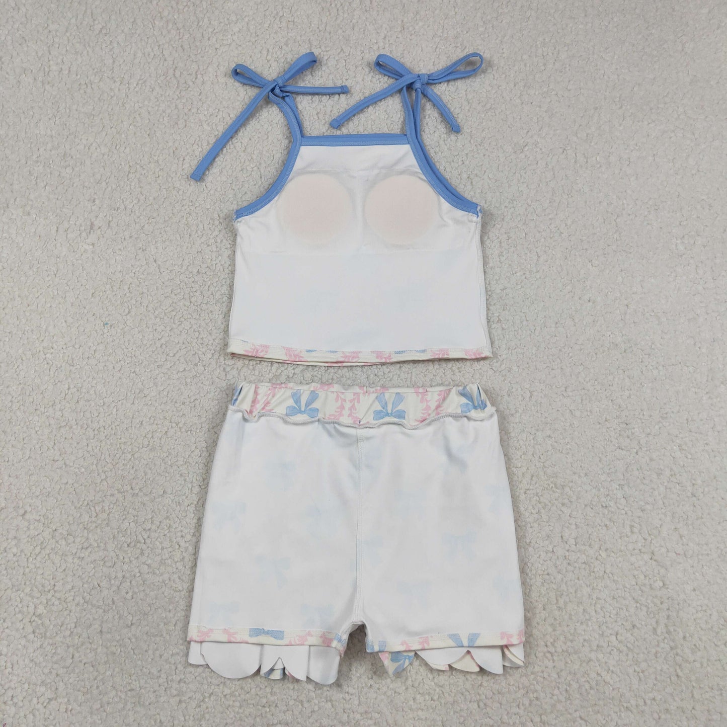 GSD3727 Blue Bows Halter Top with Skirts for Girls Yoga Sets 202605 RTS