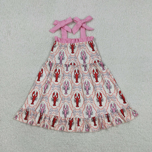 GSD3730 Crayfish Bows Pink Ruffle Sleeveless Dresses for Girls 202604 RTS