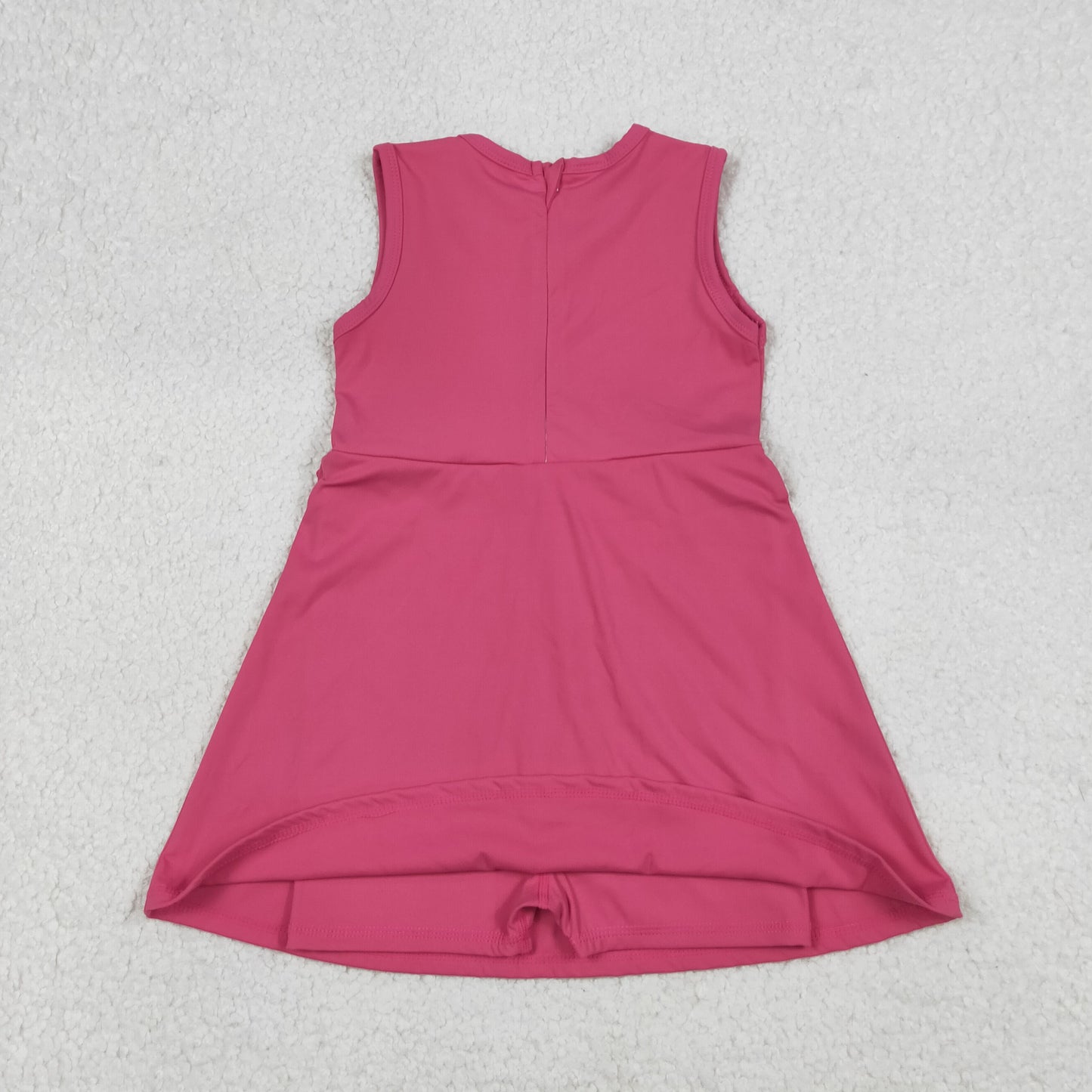 GSD3740 Solid Rose Red Ruffle Sleeveless Yoga Dresses for Girls 202604 RTS