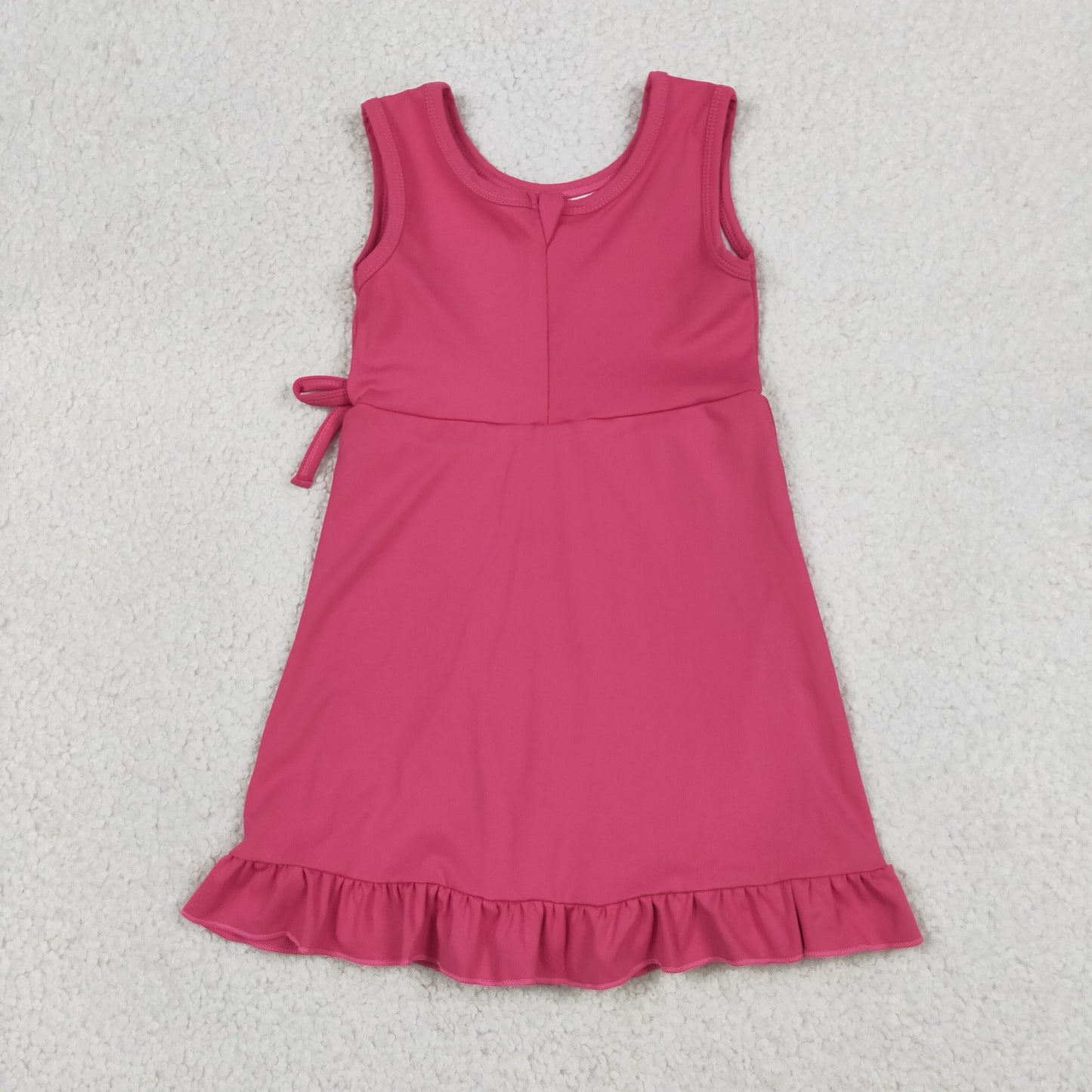 GSD3766 Solid Rose Red Bows Ruffle Sleeveless Yoga Dresses for Girls 202605 RTS