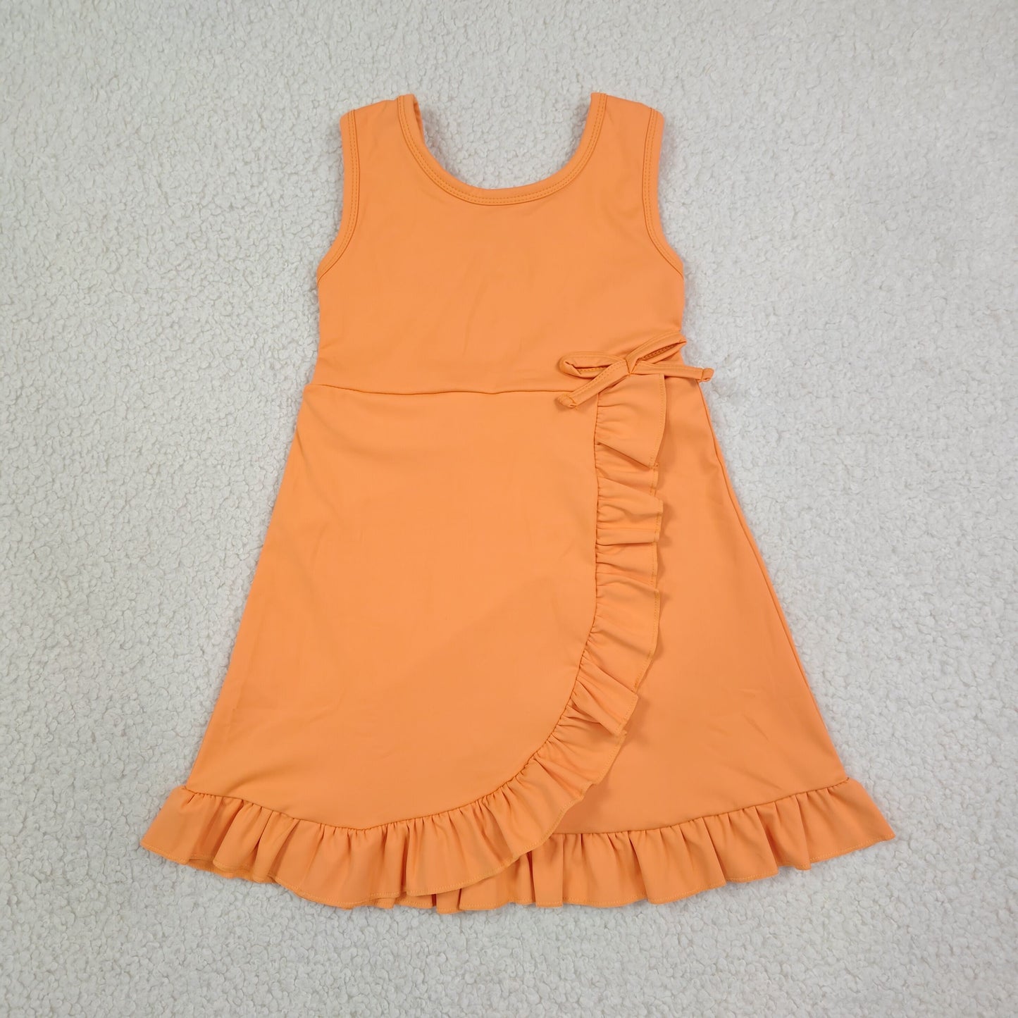 GSD3767 Solid Orange Bows Ruffle Sleeveless Yoga Dresses for Girls 202607 RTS