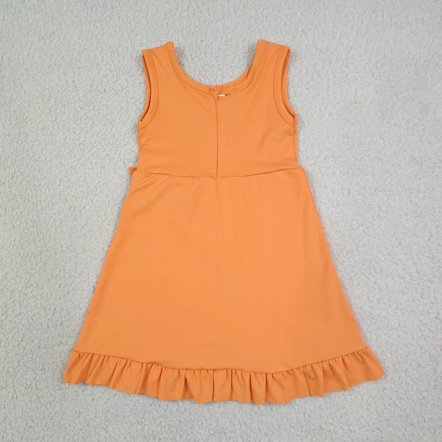 GSD3767 Solid Orange Bows Ruffle Sleeveless Yoga Dresses for Girls 202607 RTS