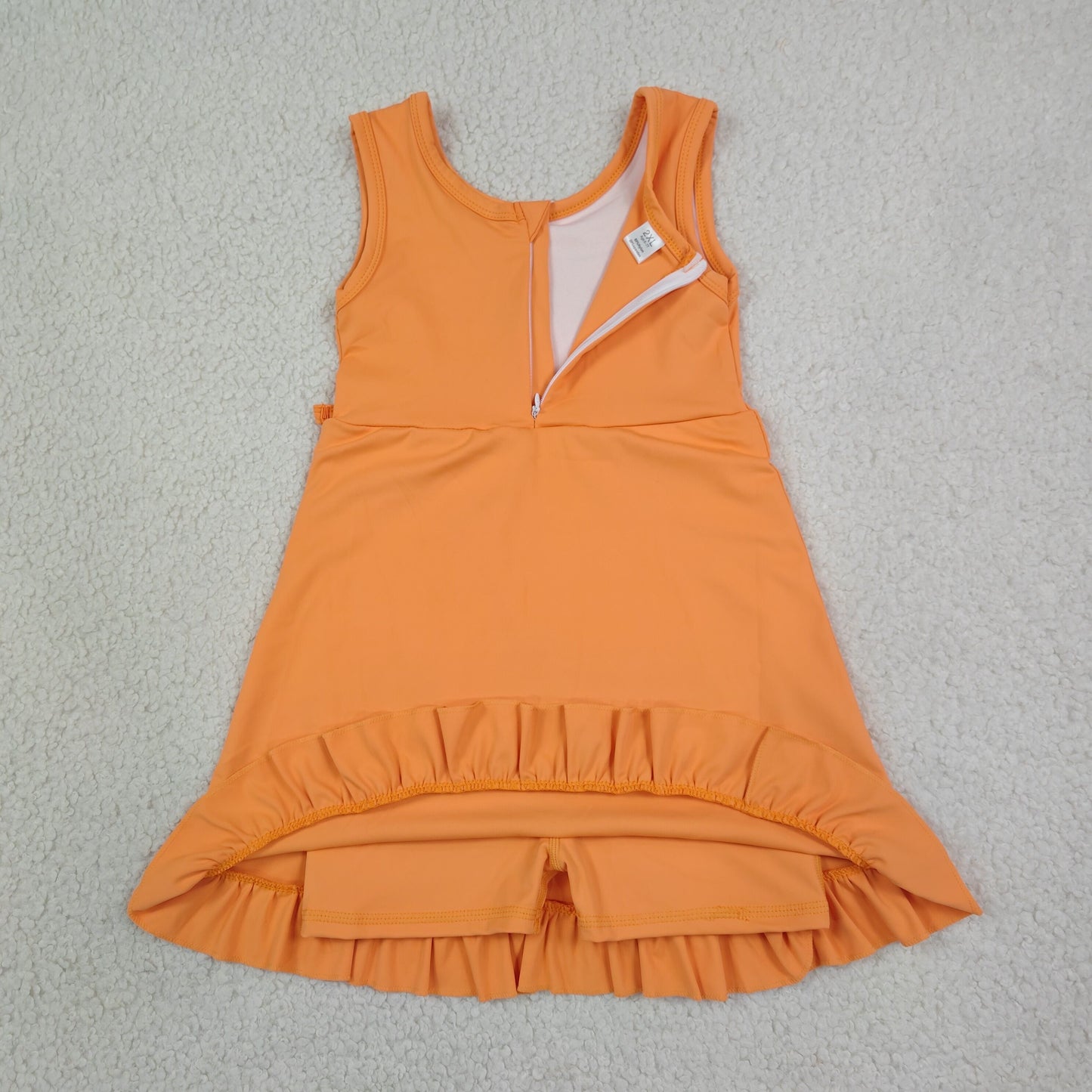 GSD3767 Solid Orange Bows Ruffle Sleeveless Yoga Dresses for Girls 202607 RTS