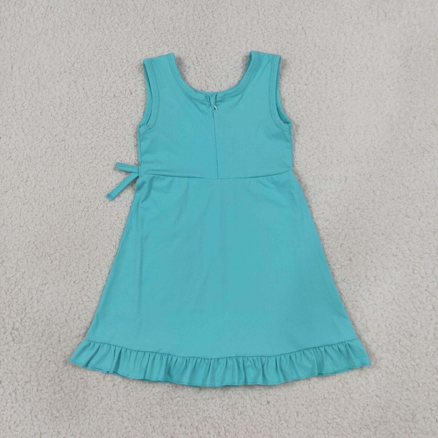 GSD3768 Solid Color Blue Color Ruffles Yoga Girl's Dress Onesie