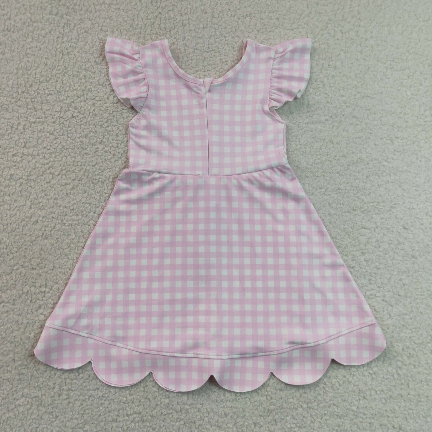GSD3796 Pink Plaid Ruffle Flying Sleeve Yoga Dresses for Girls 202607 RTS
