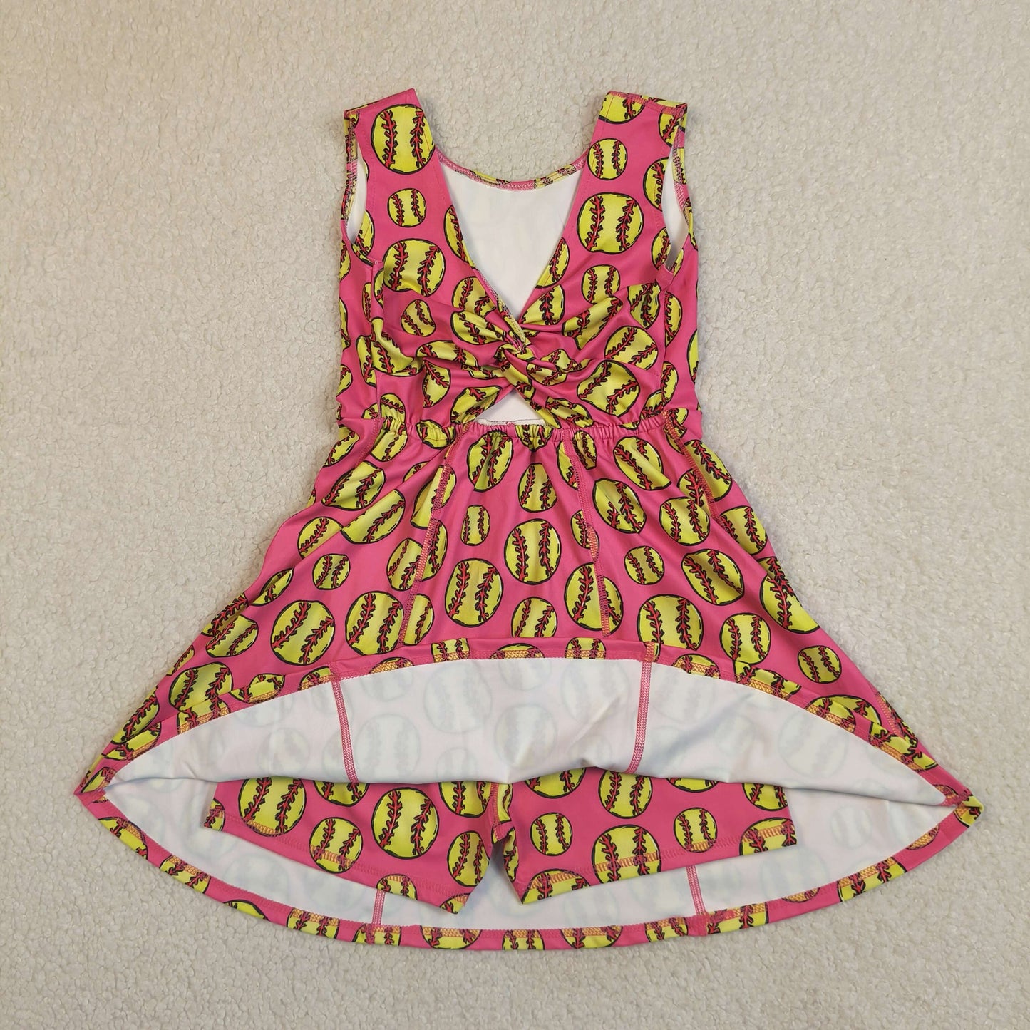 GSD3800 Softball Rose Red Yoga Dresses for Girls 202604 RTS
