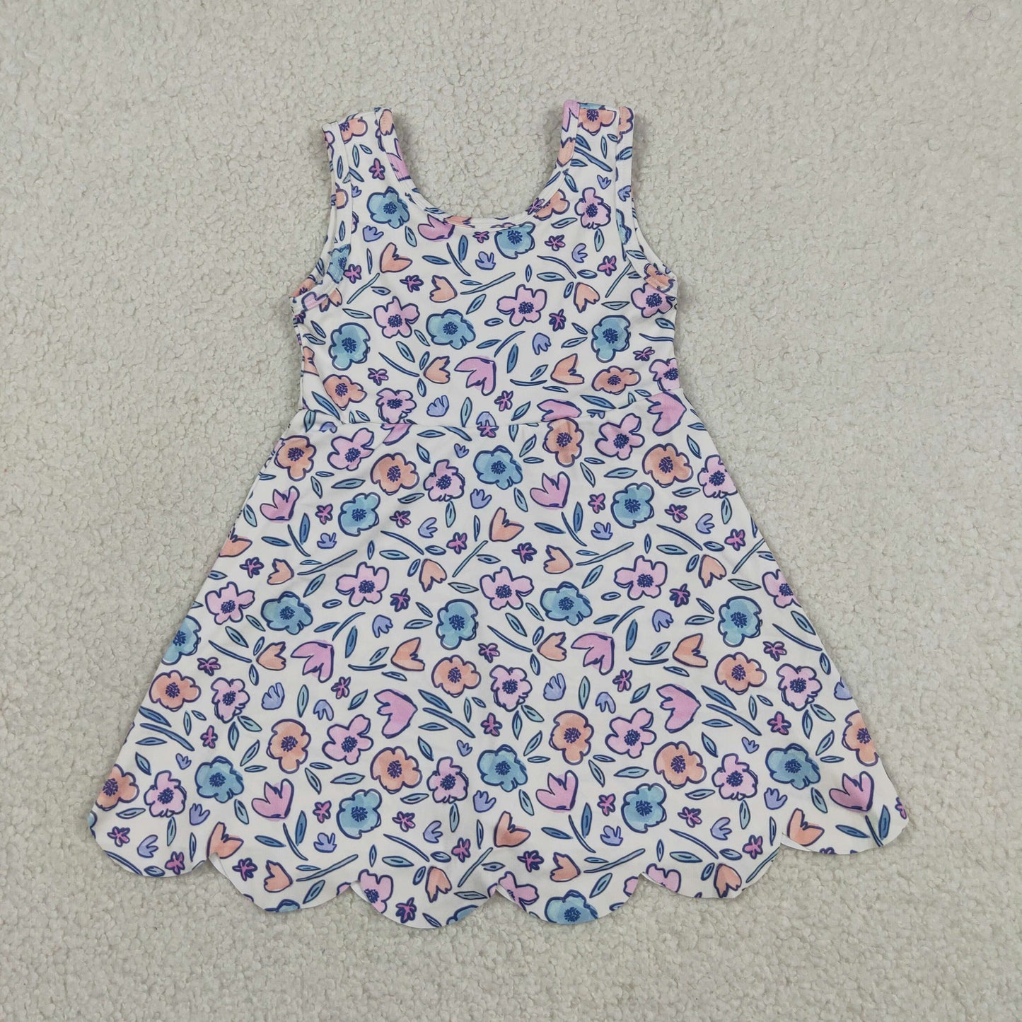 GSD3808 Flower Pink Bows Ruffle Sleeveless Yoga Dresses for Girls 202605 RTS