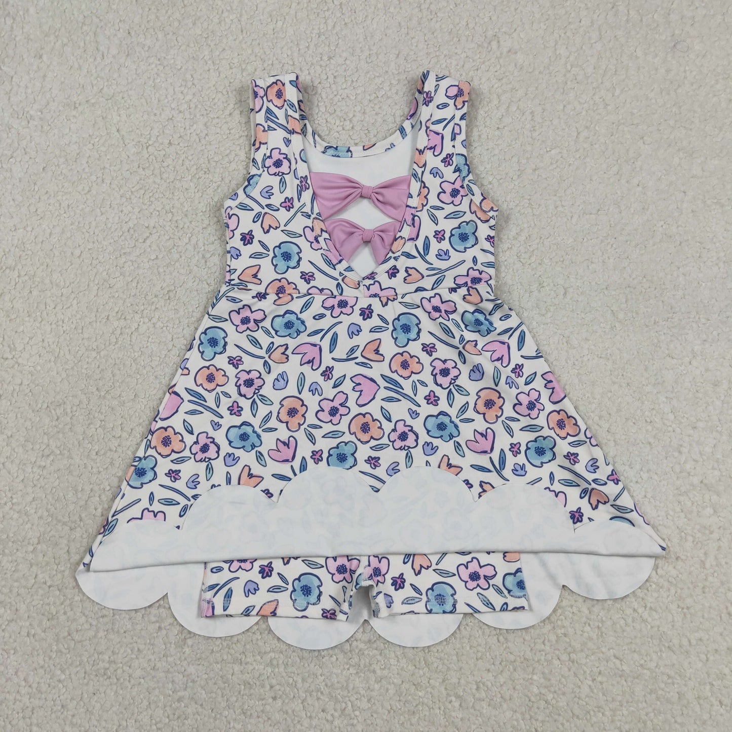 GSD3808 Flower Pink Bows Ruffle Sleeveless Yoga Dresses for Girls 202605 RTS