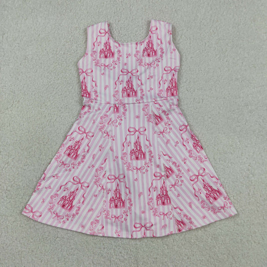 GSD3815 Bows Stripe Princess Castle Pink Yoga Dresses for Girls 202604 RTS