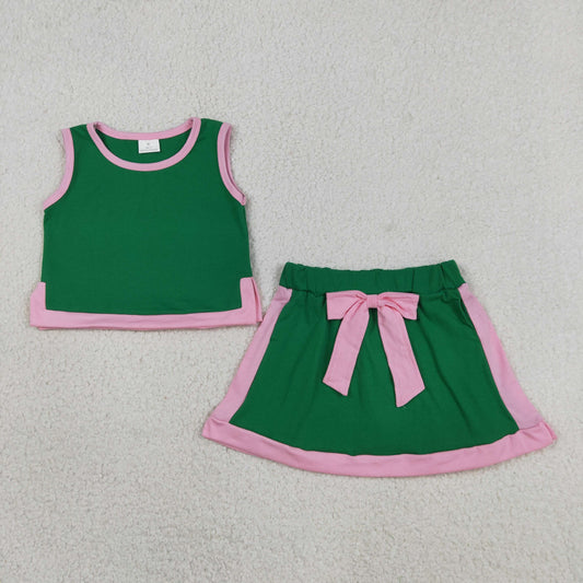 GSD3830 Cotton Green Pink Sleeveless with Skirts for Girls Yoga Sets 202605 RTS