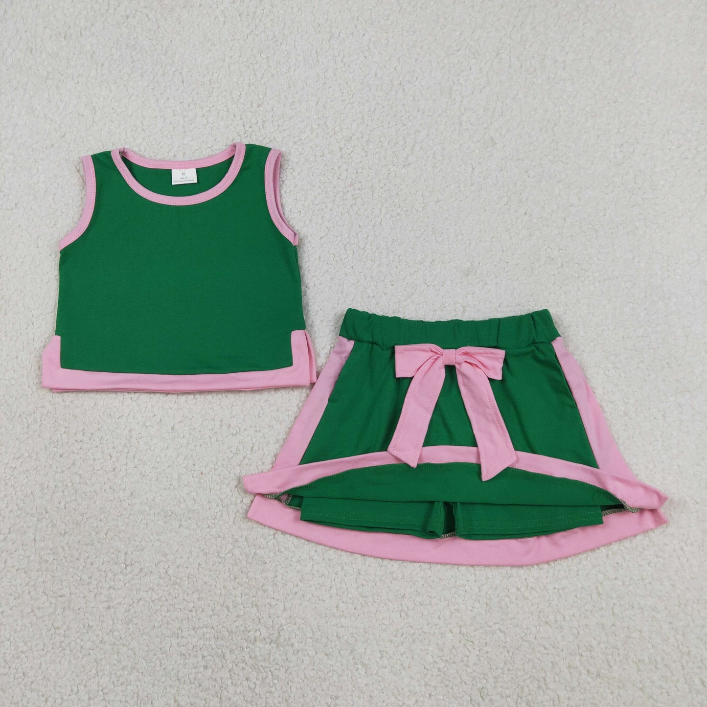 GSD3830 Cotton Green Pink Sleeveless with Skirts for Girls Yoga Sets 202605 RTS