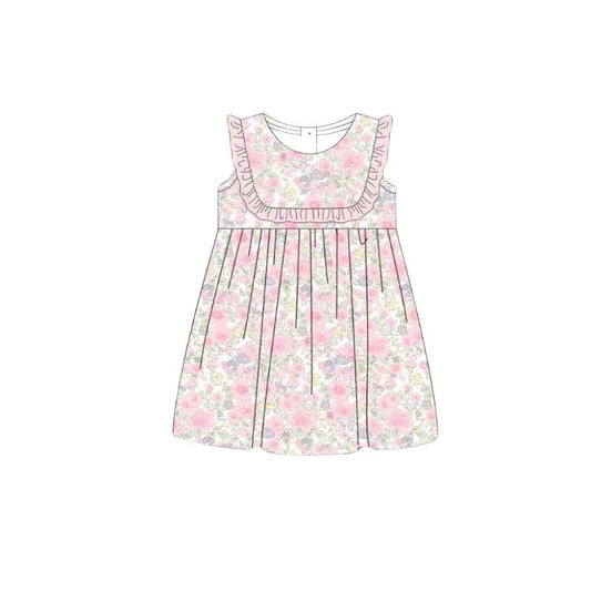 MOQ 5 PCS Preorder GSD3846 Flower Pink Ruffle Sleeveless Dresses for Girls 202603