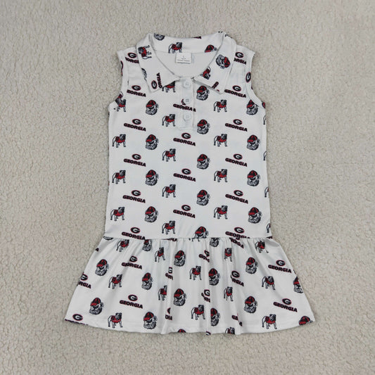 GSD3865 GO TEAM Georgia Dog White Polo Sleeveless Dresses for Girls 202607 RTS