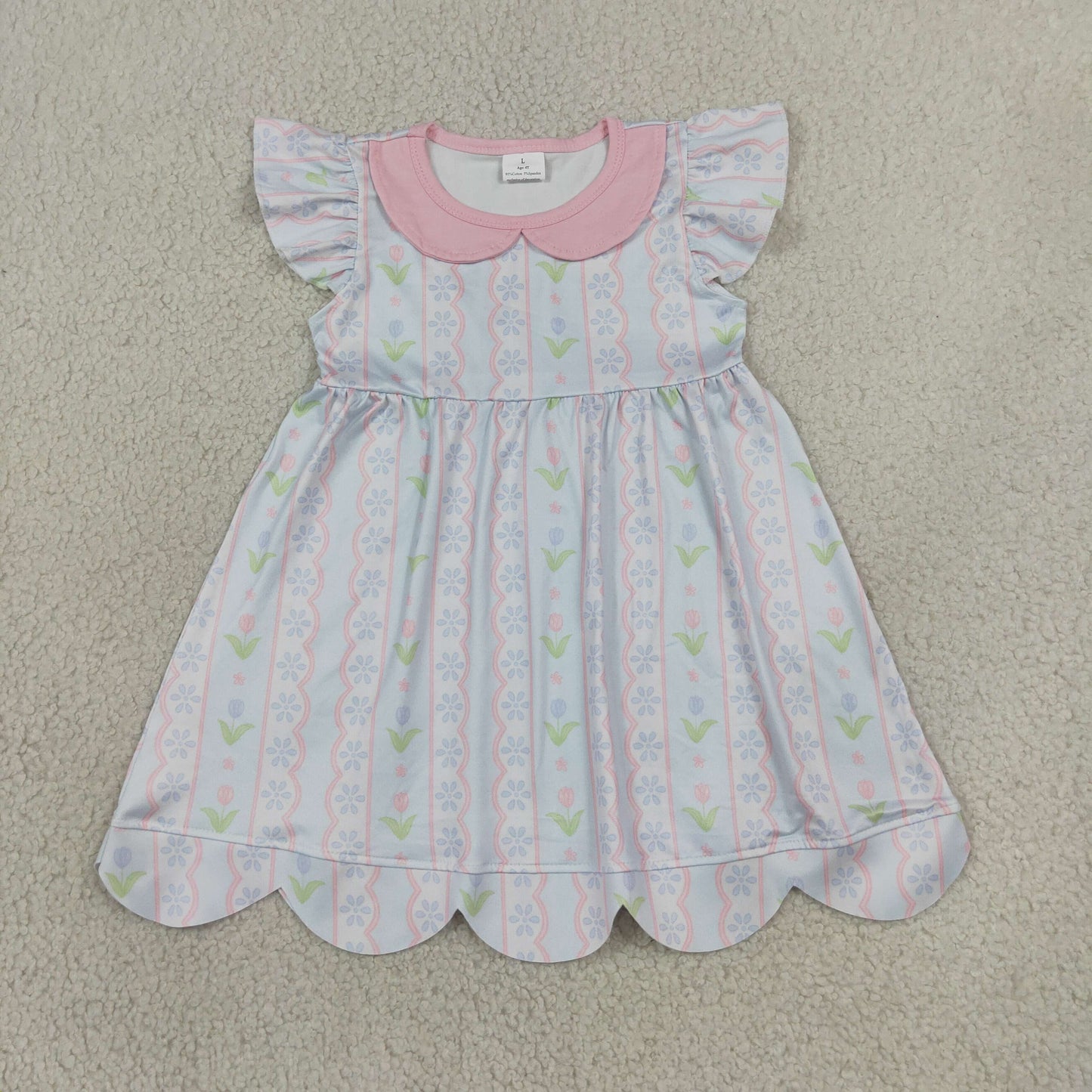 GSD3867 Flower Tulip Scallop Edge Girl's Dress