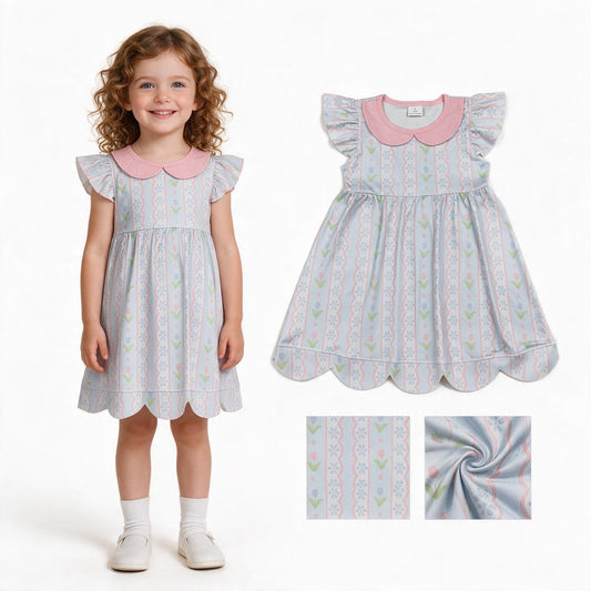 GSD3867 Flower Tulip Scallop Edge Girl's Dress