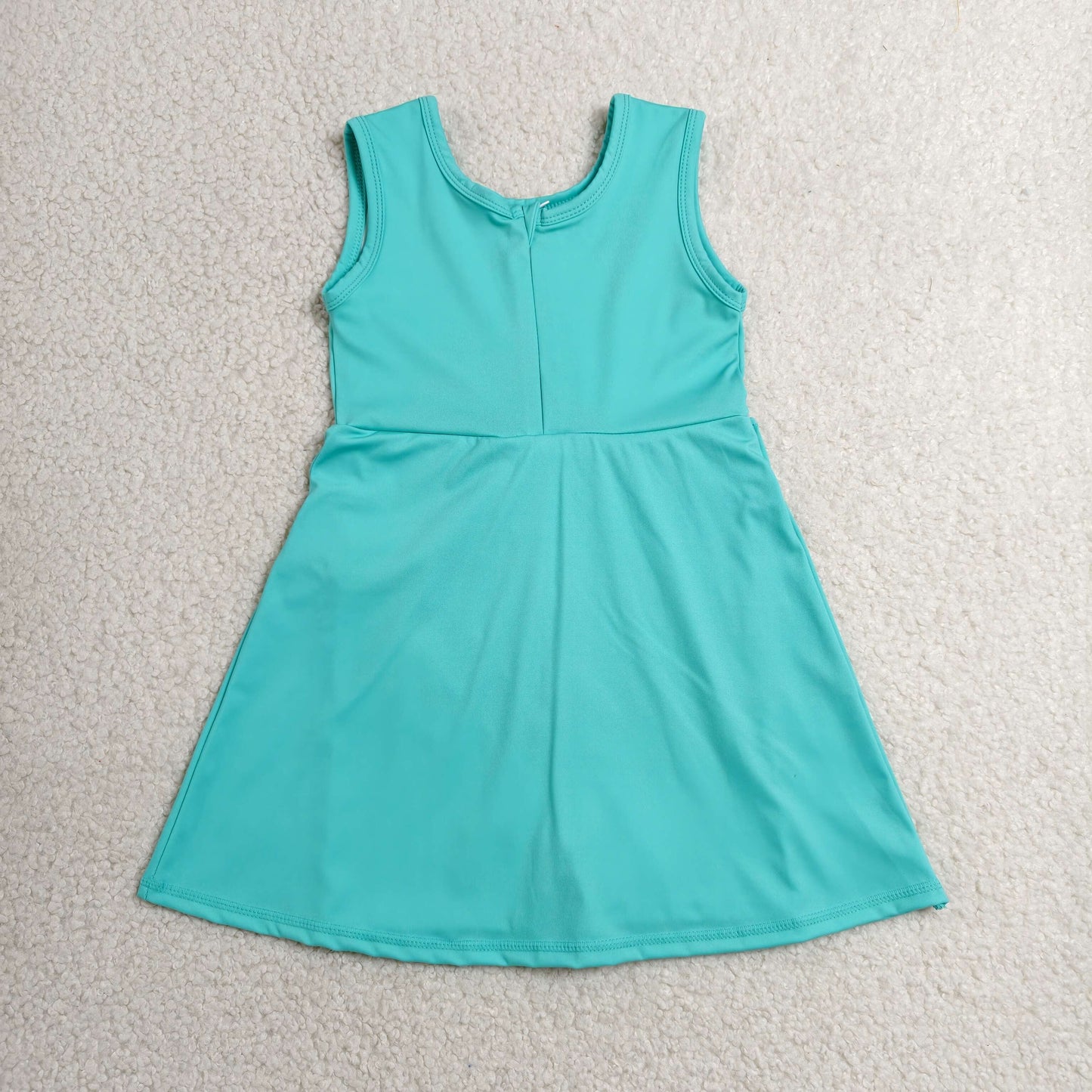 GSD3876 Solid Blue Green Bows Sleeveless Yoga Dresses for Girls 202606 RTS