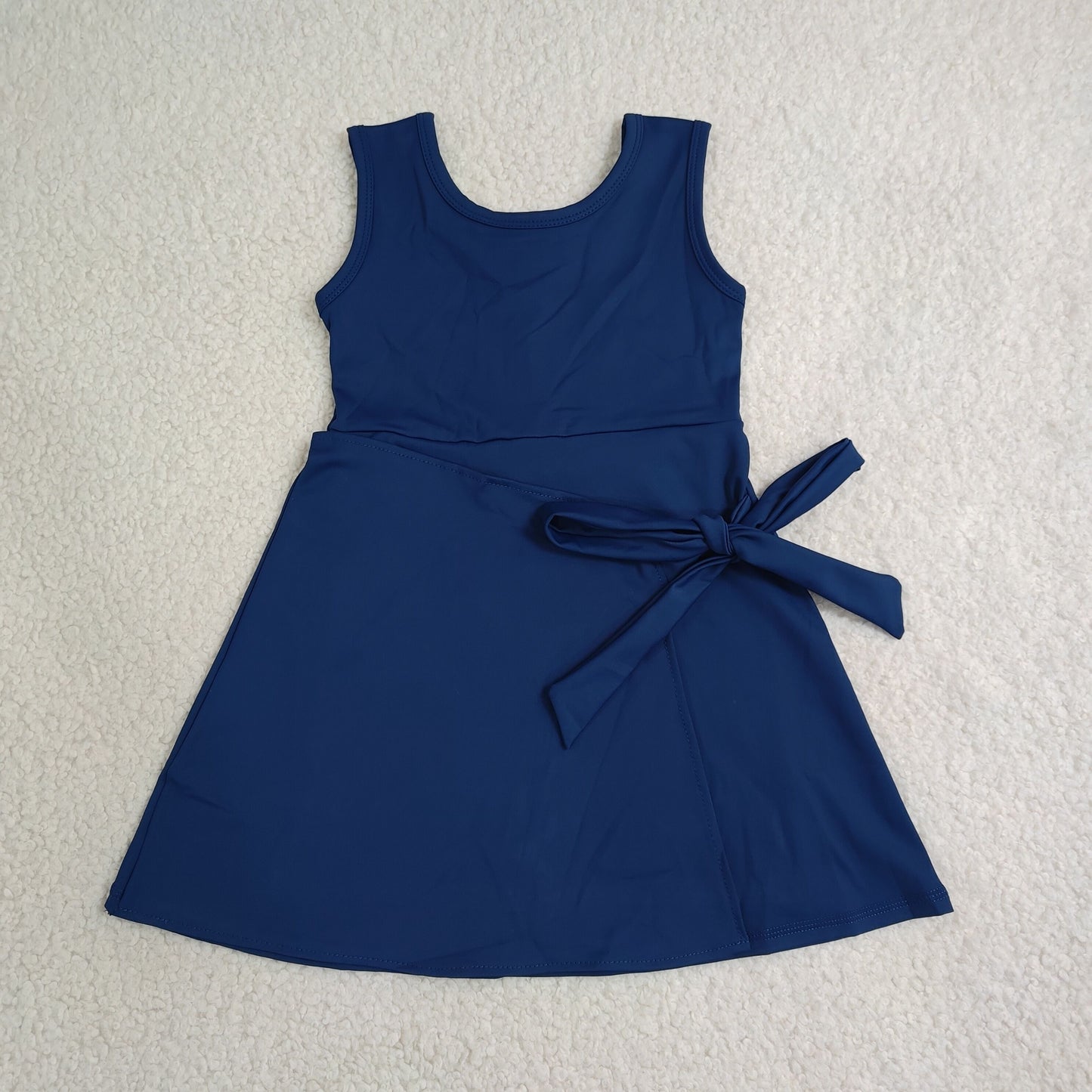 GSD3880 Solid Navy Bow Sleeveless Yoga Dresses for Girls 202607 RTS