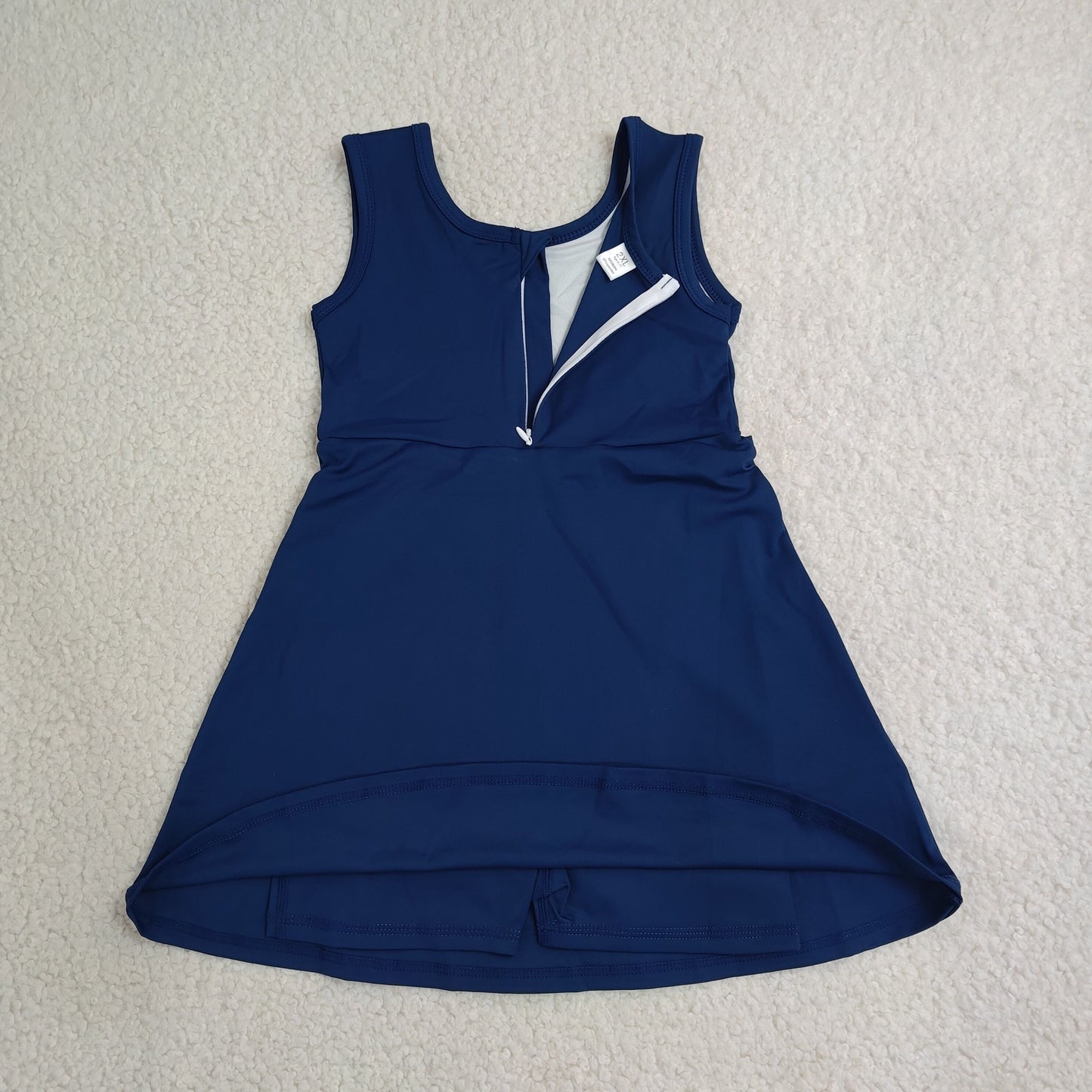 GSD3880 Solid Navy Bow Sleeveless Yoga Dresses for Girls 202607 RTS