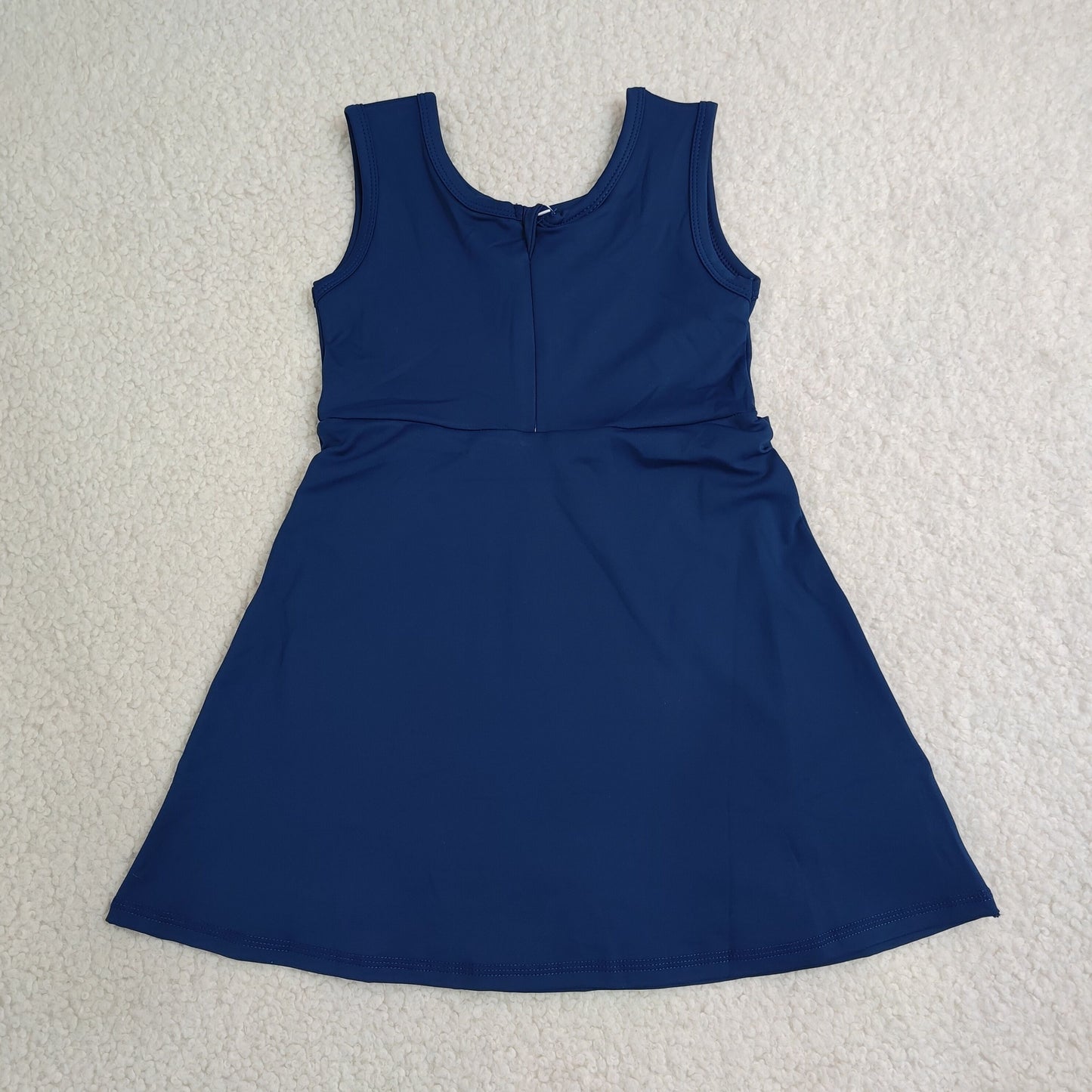GSD3880 Solid Navy Bow Sleeveless Yoga Dresses for Girls 202607 RTS