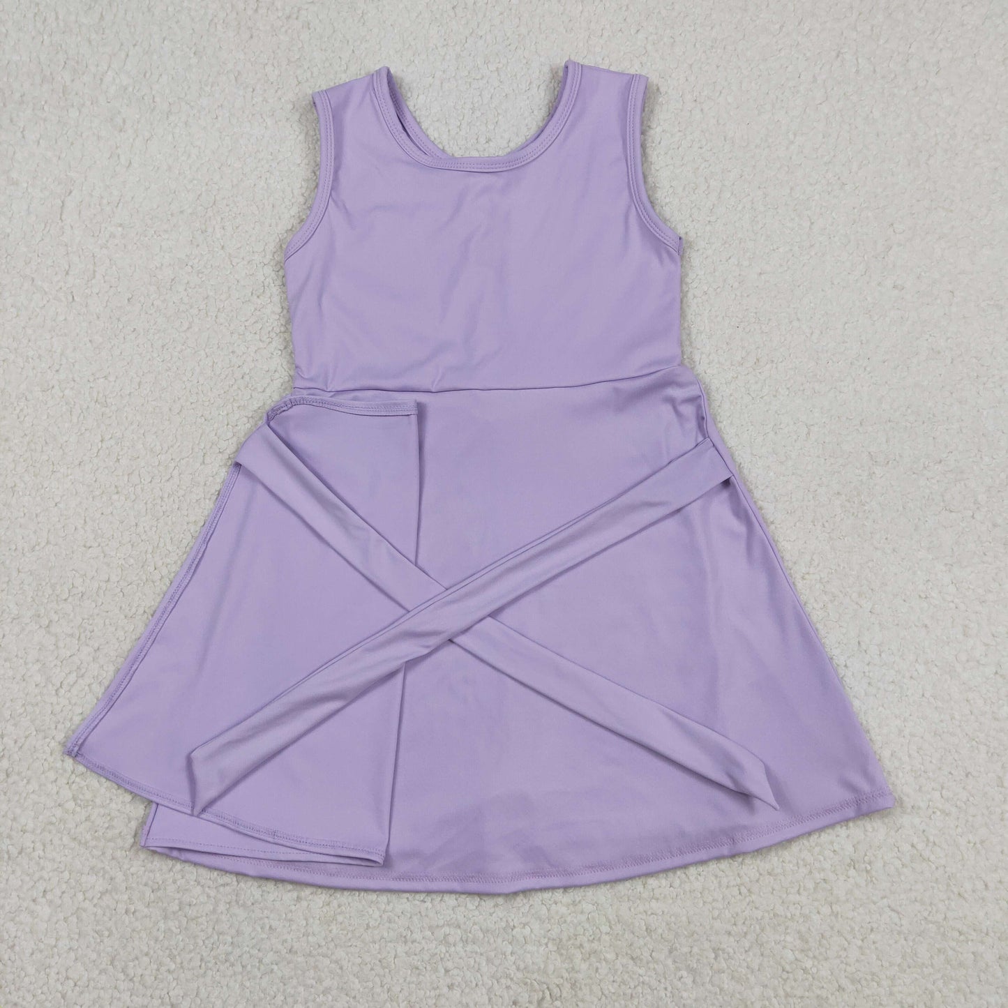 GSD3881 Solid Purple Bow Sleeveless Yoga Dresses for Girls 202605 RTS