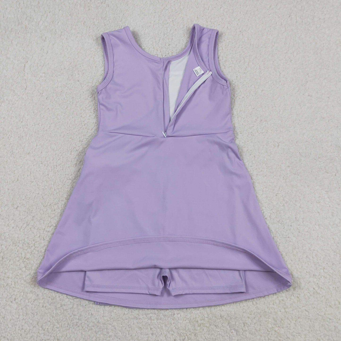 GSD3881 Solid Purple Bow Sleeveless Yoga Dresses for Girls 202605 RTS