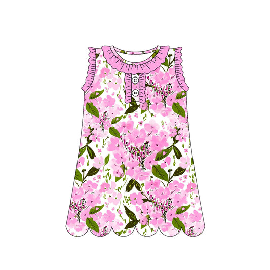 MOQ 30 PCS Preorder GSD3917 Flower Wave Ruffle Pink Sleeveless Dresses for Girls 202603