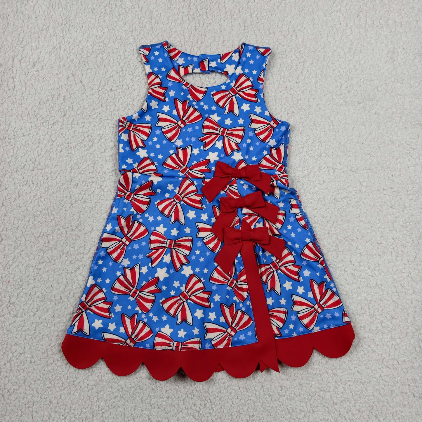 GSD3925 Bow Star Red Ruffle Blue Sleeveless Yoga Dresses for Girls 202606 RTS