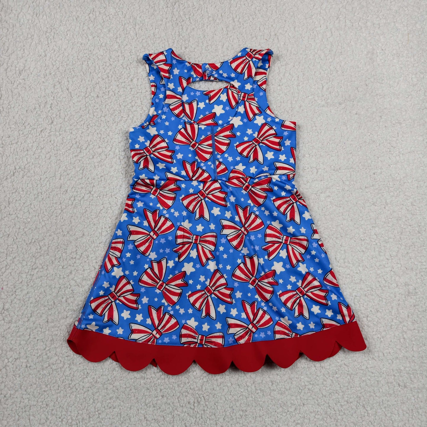 GSD3925 Bow Star Red Ruffle Blue Sleeveless Yoga Dresses for Girls 202606 RTS