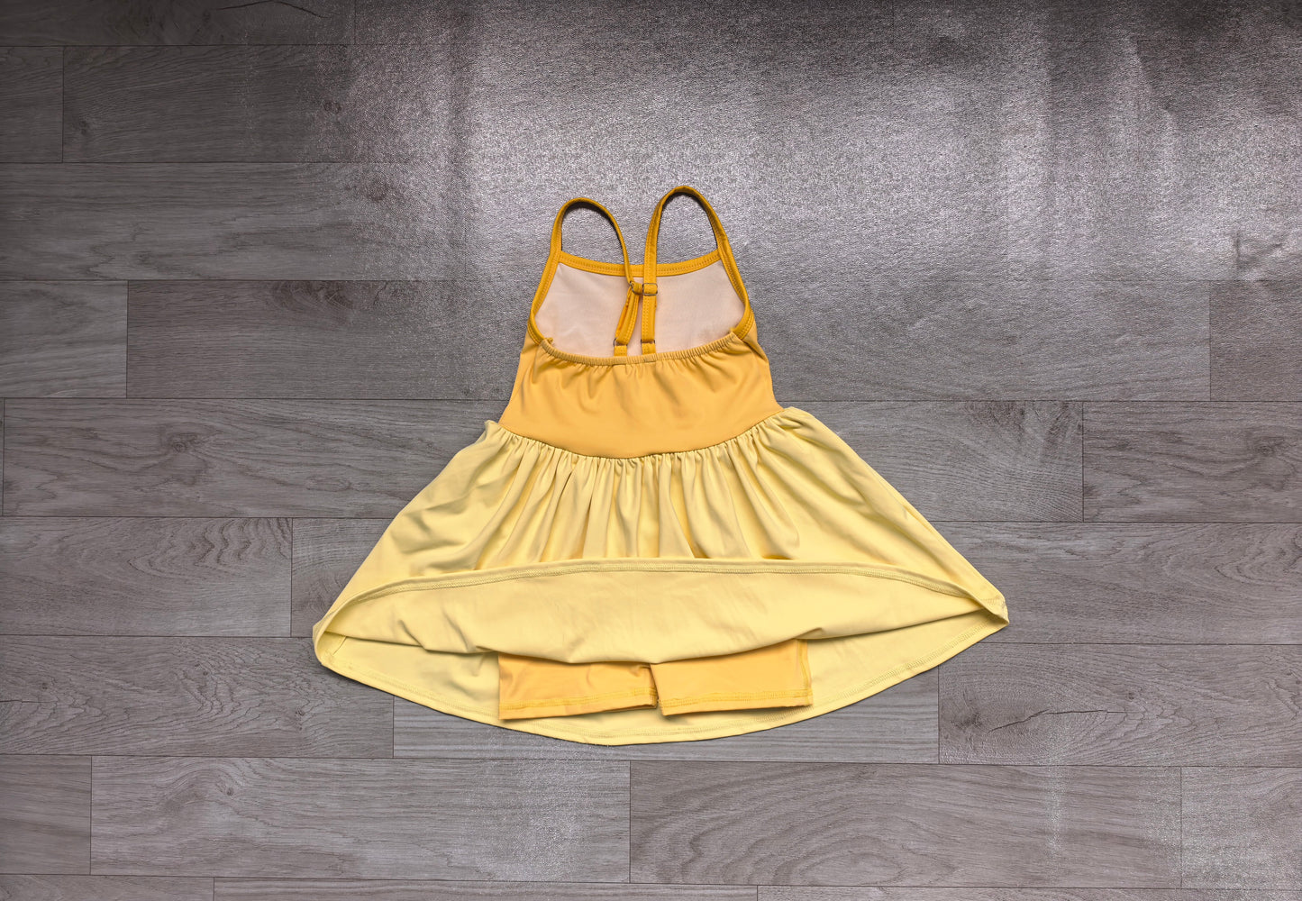 NO MOQ Preorder GSD3982 Dark Light Yellow Patchwork Halter Yoga Dresses for Girls 202606