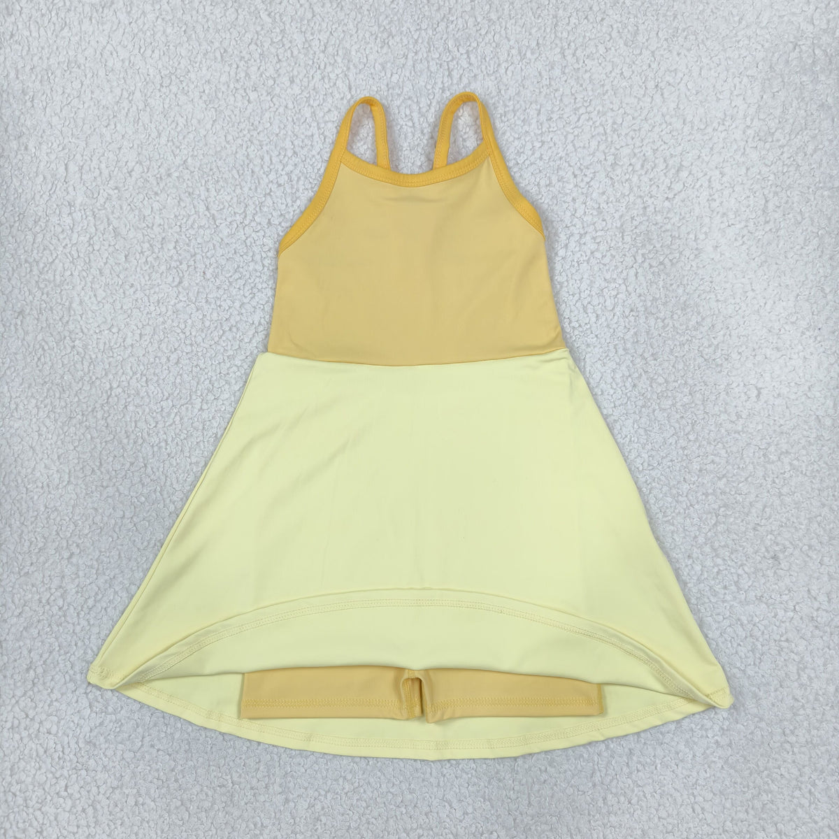 GSD3982 Solid Color Princess Yellow Yoga Girl's Dress Onesie