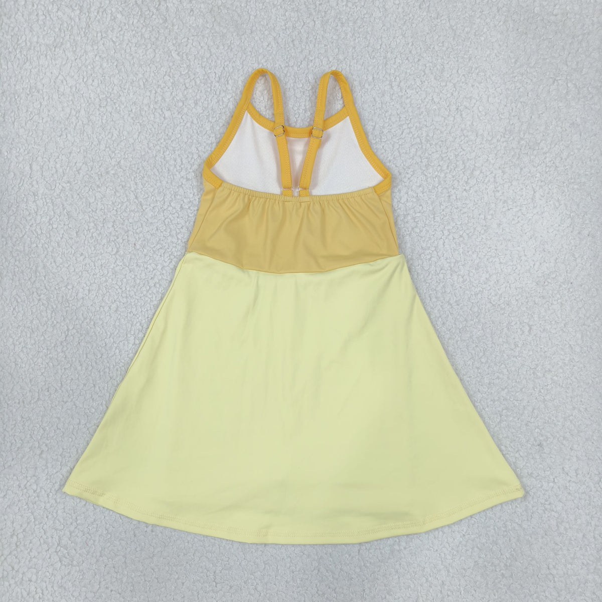 GSD3982 Solid Color Princess Yellow Yoga Girl's Dress Onesie
