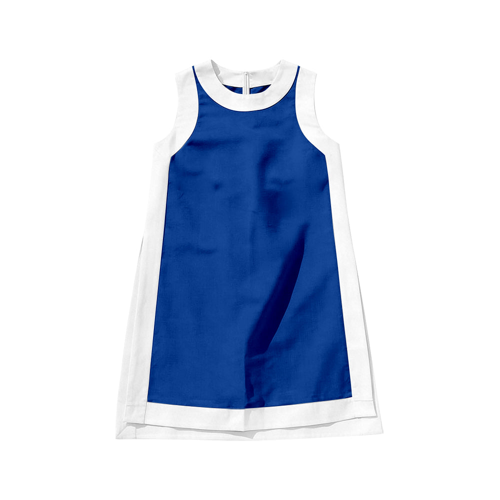 MOQ 5 PCS Preorder GSD3990 Blue White Patchwork Sleeveless Yoga Dresses for Girls 202603