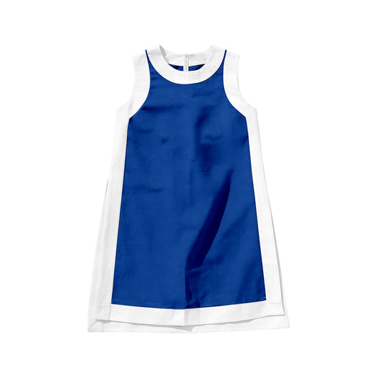 MOQ 5 PCS Preorder GSD3990 Blue White Patchwork Sleeveless Yoga Dresses for Girls 202603
