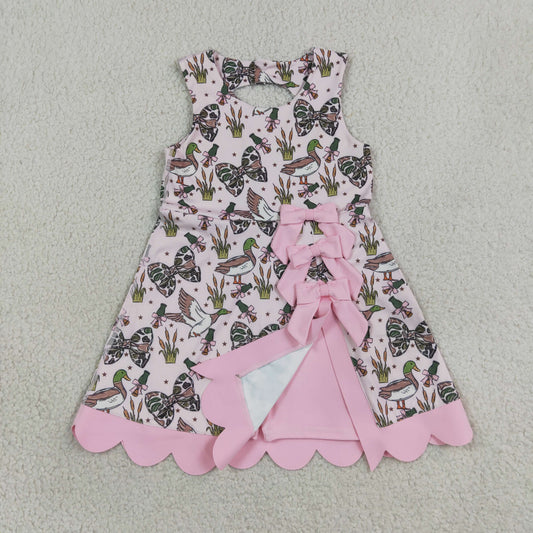GSD4009 Ducks Camouflage Bows Pink Wave Ruffle Sleeveless Yoga Dresses for Girls 202607 RTS