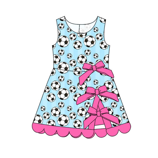 MOQ 30 PCS Preorder GSD4034 Football Rose Red Bows Wave Ruffle Sleeveless Yoga Dresses for Girls 202604