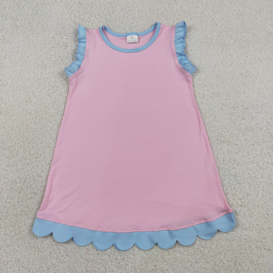 GSD4044 Pink Blue Wave Ruffle Sleeveless Dresses for Girls 202605 RTS
