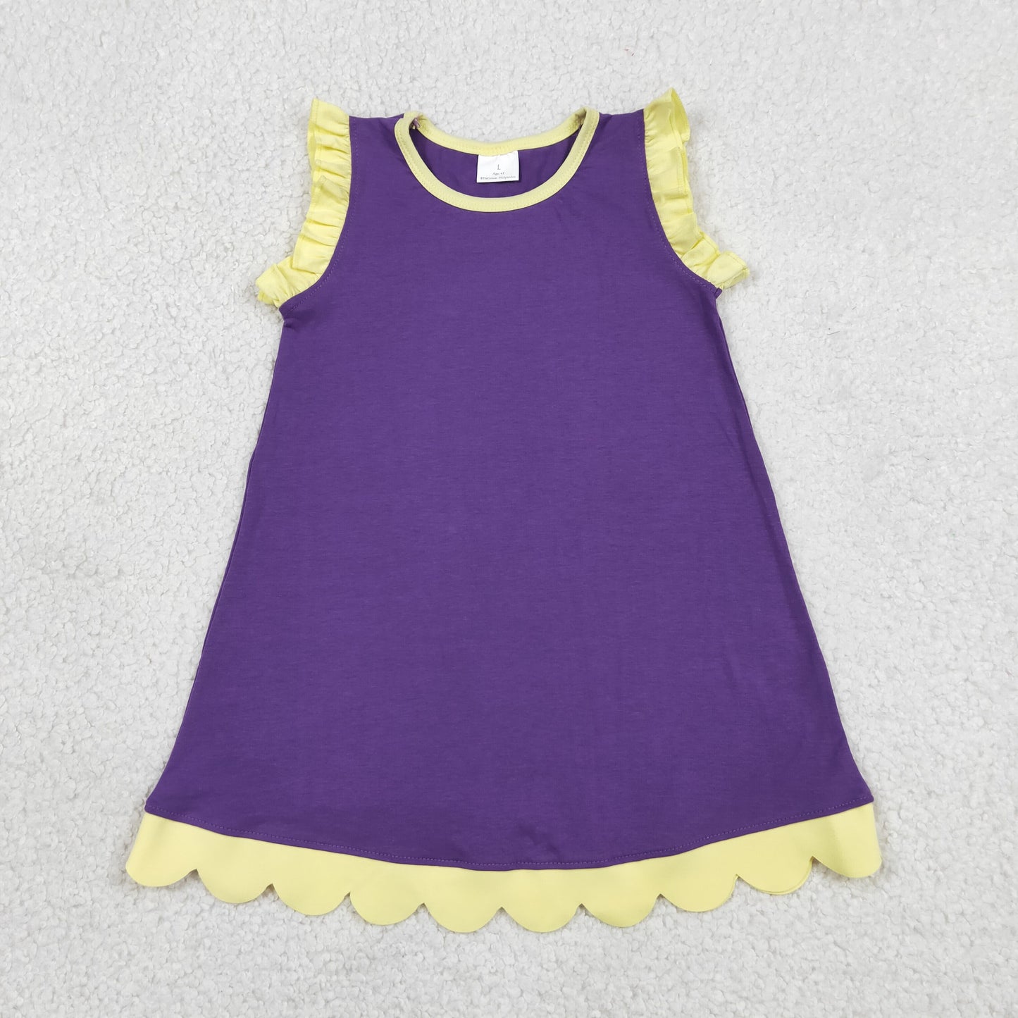 GSD4046 Purple Yellow Wave Ruffle Sleeveless Dresses for Girls 202605 RTS