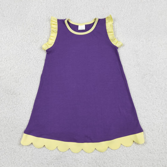 GSD4046 Purple Yellow Wave Ruffle Sleeveless Dresses for Girls 202605 RTS