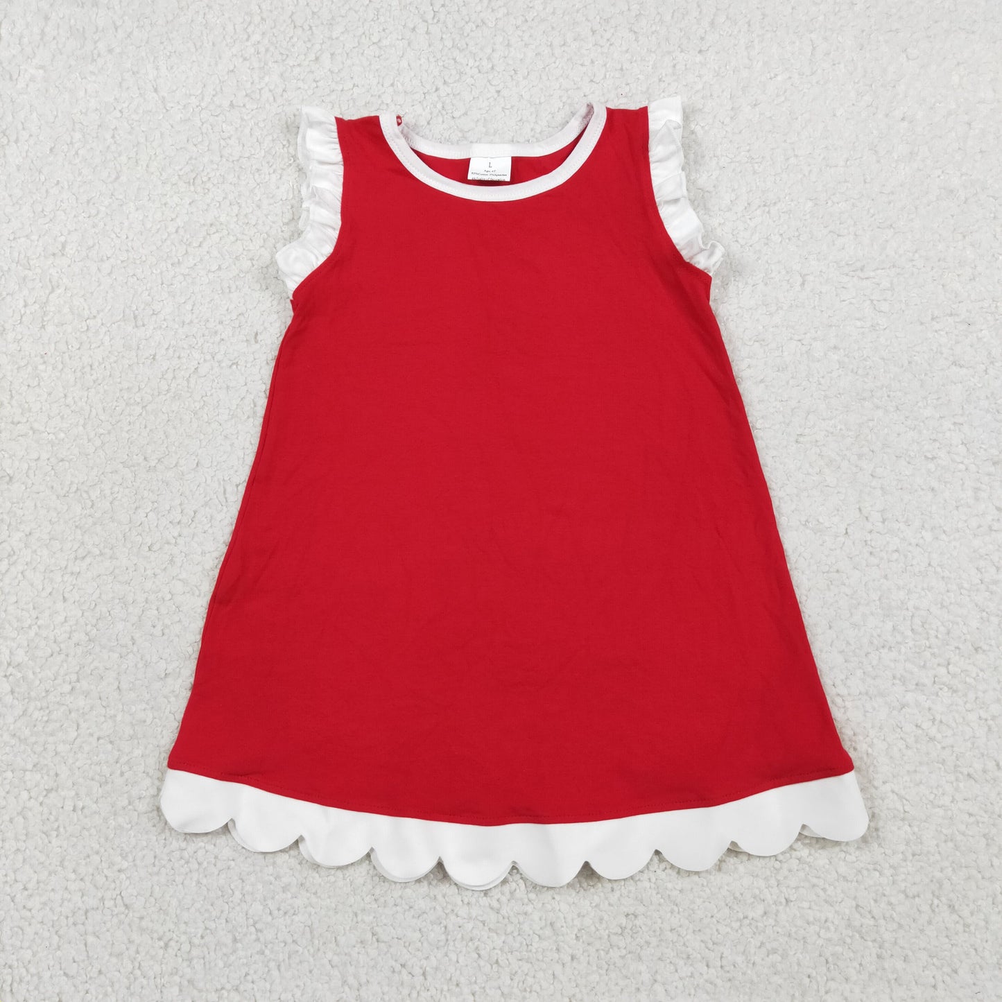 GSD4047 Red White Wave Ruffle Sleeveless Dresses for Girls 202605 RTS