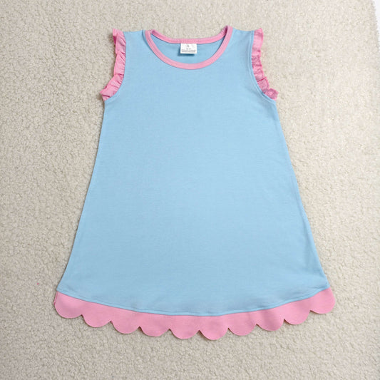 GSD4048 Blue Pink Wave Ruffle Sleeveless Dresses for Girls 202606 RTS