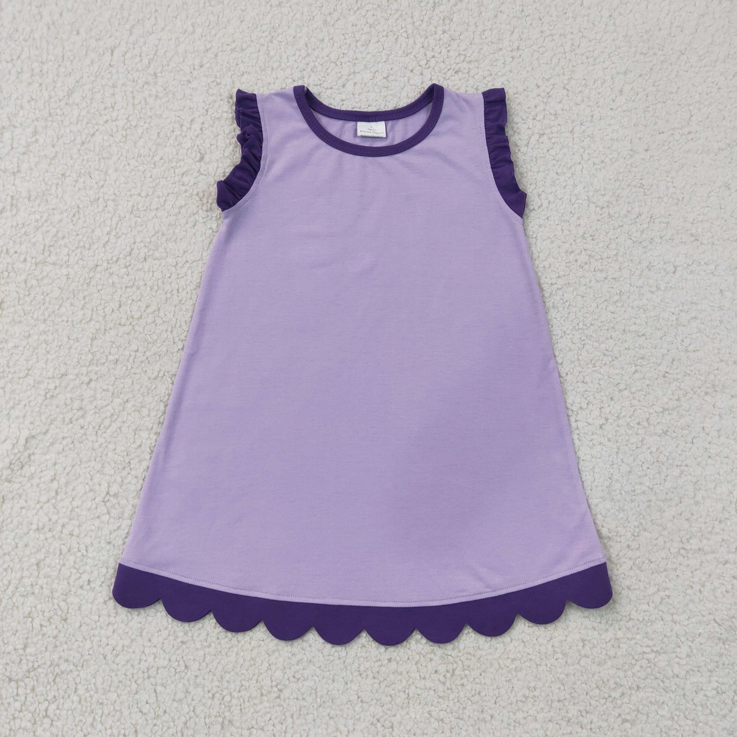 GSD4051 Dark Light Purple Wave Ruffle Sleeveless Yoga Dresses for Girls 202607 RTS