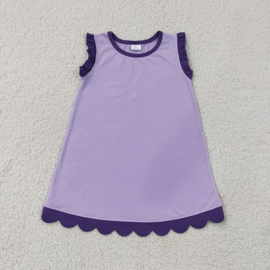 GSD4051 Dark Light Purple Wave Ruffle Sleeveless Yoga Dresses for Girls 202607 RTS