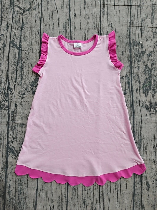 NO MOQ Preorder GSD4052 Rose Red Pink Wave Ruffle Sleeveless Yoga Dresses for Girls 202604